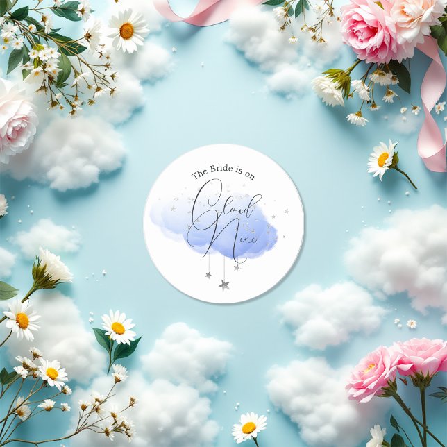 Moln 9-Möhippa Runt Klistermärke (Cloud 9 Bridal Shower Classic Round Sticker)