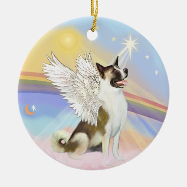 Moln - Akita Ängel Julgransprydnad Keramik (Framsidan)