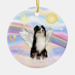 Moln - Australian shepherd Angel (tri) Julgransprydnad Keramik