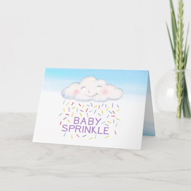 Moln baby stänk blå akvarell tack kort (Framsida)