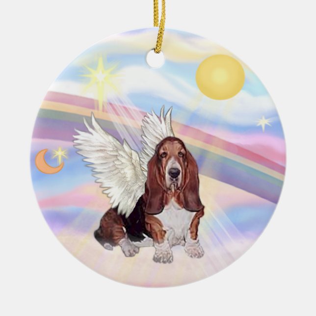 Moln - Basset Hound Julgransprydnad Keramik (Framsidan)