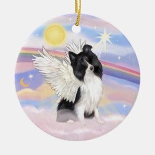 Moln - Bi Black Shetland Sheepdog Angel Julgransprydnad Keramik