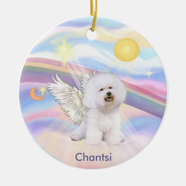Moln - Bichon Frise Angel Chantsi Julgransprydnad Keramik (Framsidan)