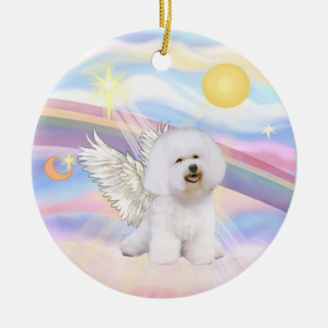 Moln - Bichon Frise Angel Julgransprydnad Keramik (Framsidan)