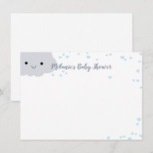 Moln Blå Hjärtan Baby Shower Anpassat Brevpapper Inbjudningar