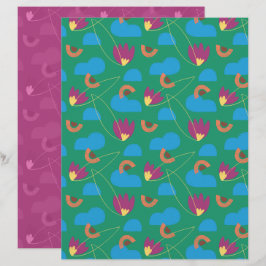Moln Blommig Scrapbookpapper