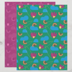 Moln Blommig Scrapbookpapper
