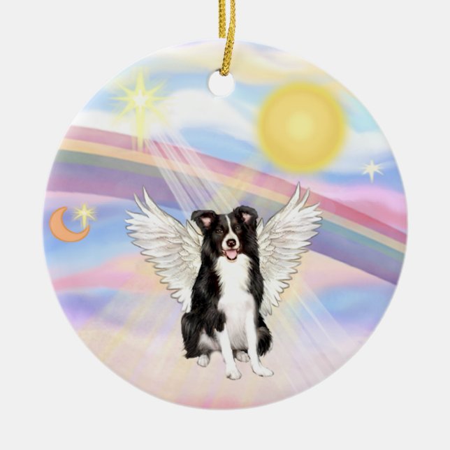 Moln - Border Collie Julgransprydnad Keramik (Framsidan)