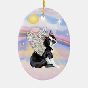 Moln - Boston Terrier Angel Julgransprydnad Keramik