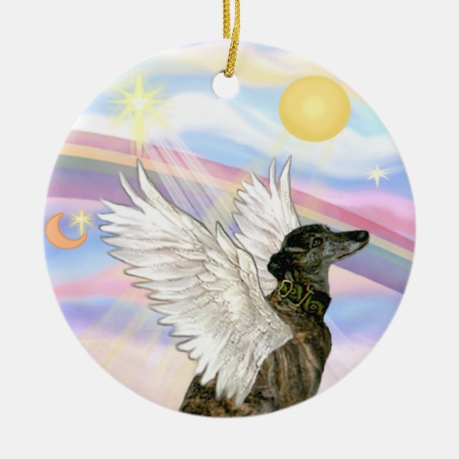 Moln - Brindle Greyhound Julgransprydnad Keramik (Framsidan)