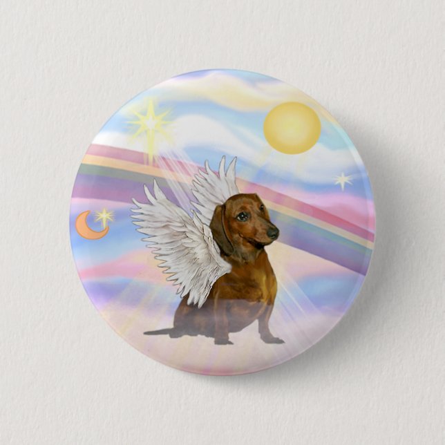 Moln - brun/röd doachshund Angel Knapp (Framsida)