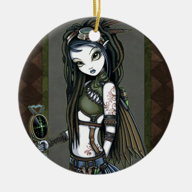 "Moln brustna" prydnadar för Steampunk Aviatrixfe Julgransprydnad Keramik (Framsidan)