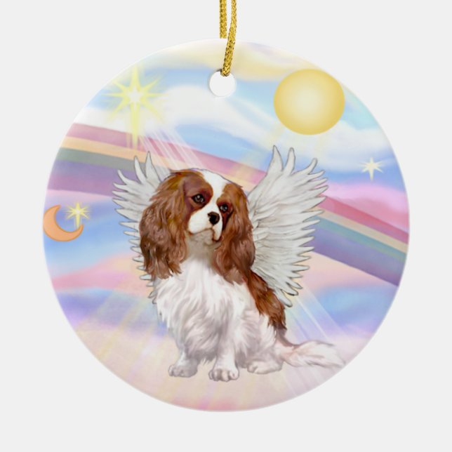 Moln - Cavalier King Charles (blenheim) Julgransprydnad Keramik (Framsidan)