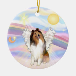 Moln - Collie (Svart-Vit) Julgransprydnad Keramik