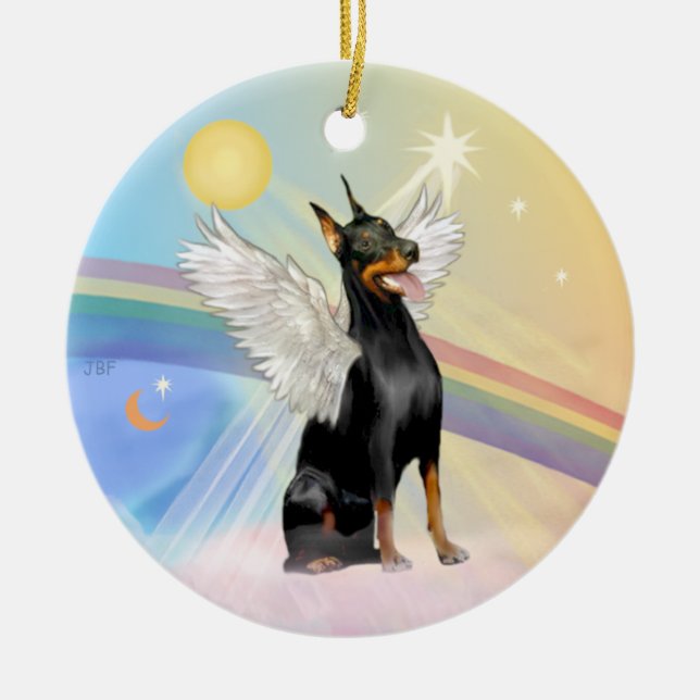 Moln - Dobermann Pinscher Julgransprydnad Keramik (Framsidan)