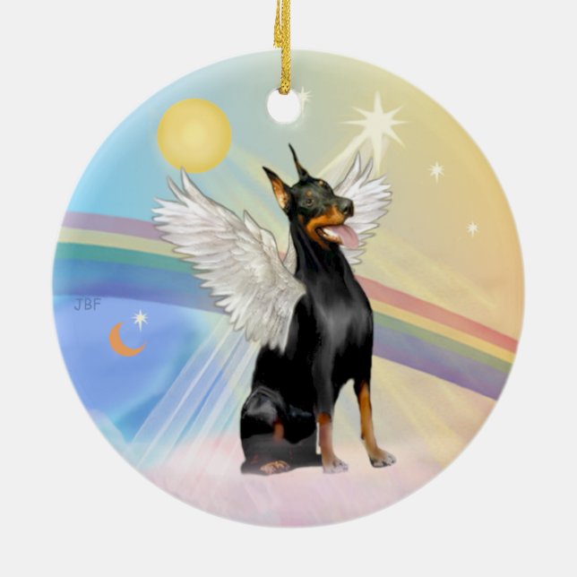 Moln - Dobermannpinscher (dubbel sidig) Julgransprydnad Keramik (Baksidan)