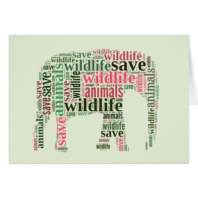 Moln Elephant ord Hälsningskort (Framsidan Horizontal)