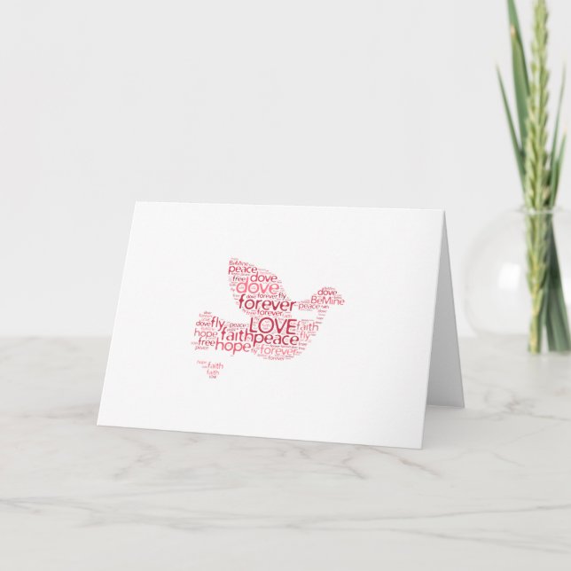 Moln för ord för valentines day för duvafredkärlek helgkort (Framsida)