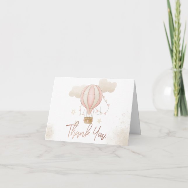 Moln för rosa Luftballong Tack Kort (Framsida)