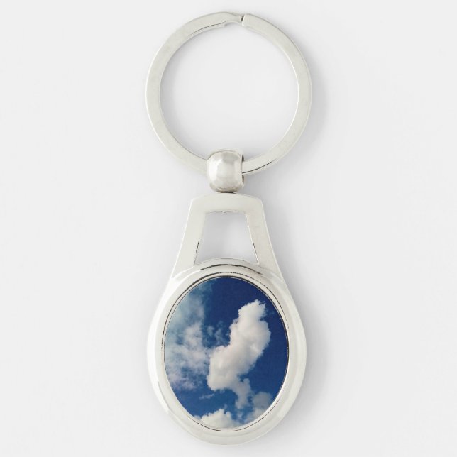 moln för vågrät ovalt silverfärgad nyckelring (Framsidan)