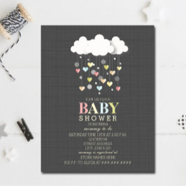Moln + Hearts Neutralt Baby Shower Inbjudningar