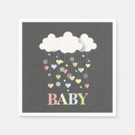 Moln + Hearts Neutralt Baby Shower Pappersservett