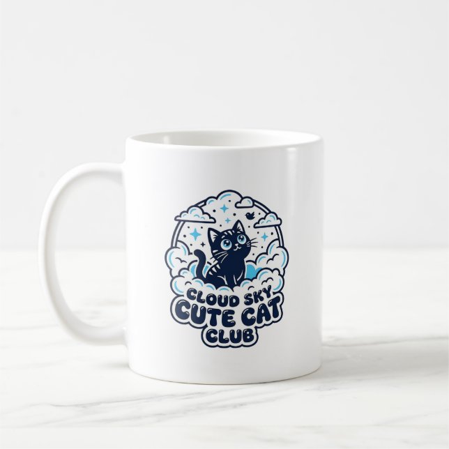 Moln Himmel Söt Katt Katt Älskare Tröja Konst - Mo Kaffemugg (Vänster)