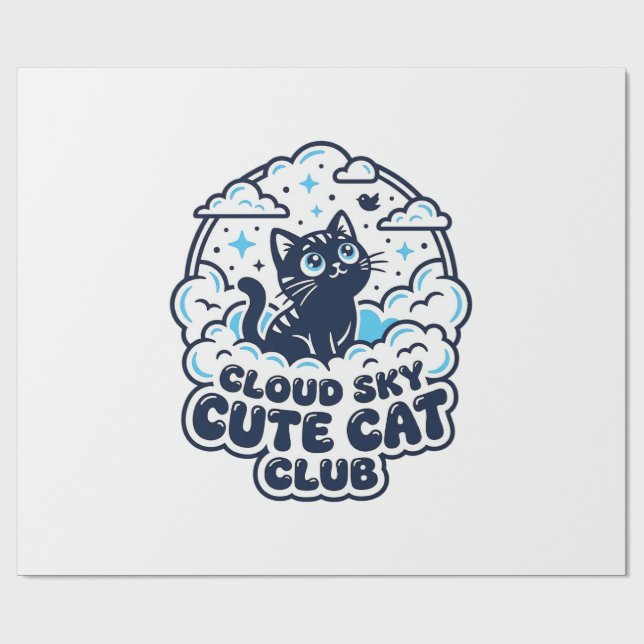 Moln Himmel Söt Katt Katt Älskare Tröja Konst - Mo Presentpapper (Platt)
