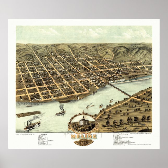 Moln, IL - Panoramic Karta - 1869 Poster (Framsidan)