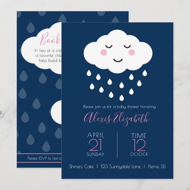 Moln | Inbjudan till Baby "Shower" (Fram/baksida)