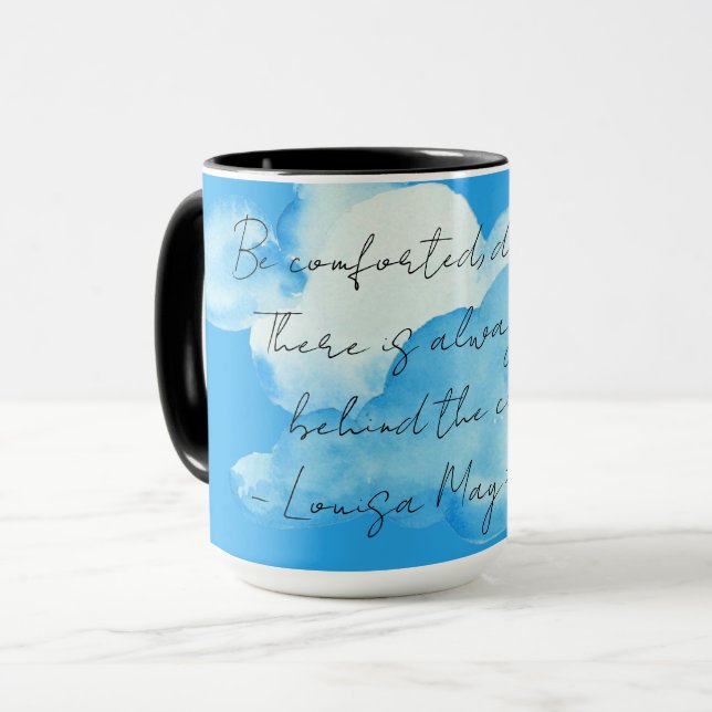 "Moln" med Louisa May Alcott citat Kaffe Mugg (Framsida vänster)
