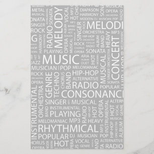 Moln MUSIC mönster ord Brevpapper