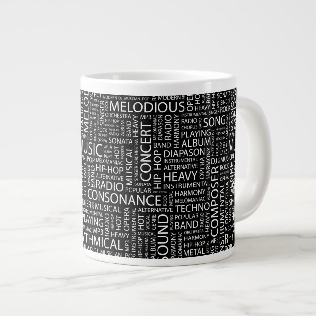 Moln MUSIC mönster ord Jumbo Mugg (Framsida höger)