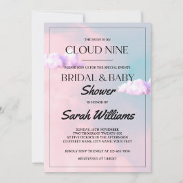 Moln nio färgglada pastellbröllop och baby shower inbjudningar