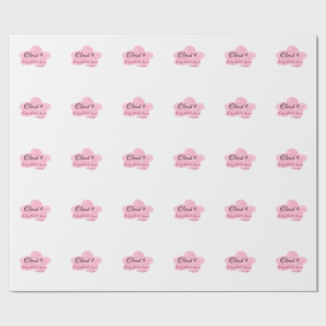 Moln nio röda pastell bröllopsdusch namndatum presentpapper (Platt)