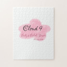 Moln nio röda pastell bröllopsdusch namndatum pussel