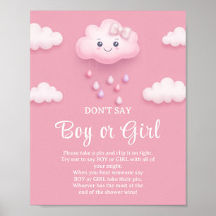 Moln nio rosa himlar Säg inte BOY eller GIRL-spel Poster