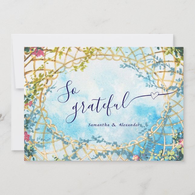 Moln Nio Whimsical Rokoko Påfågeln Bröllopsdusch Tack Kort (Framsida)