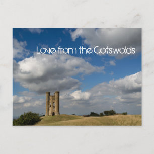 Moln och Broadway Torn, Cotswments text vycard Vykort