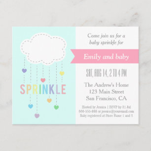 Moln och hjärtan Baby Sprinkle Shower Inbjudningar