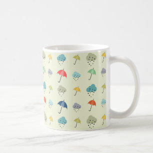 Moln och paraplyer Cute Modern Mönster Kaffemugg