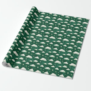 Moln och stjärnor på Emerald Grönt Presentpapper