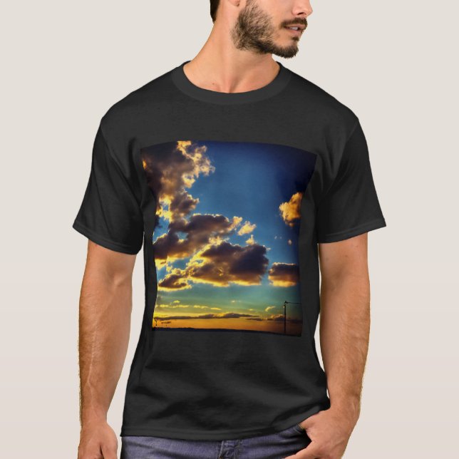 Moln orange med solnedgång t shirt (Framsida)