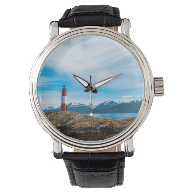 Moln över fyr belägen nära Ushuaia, Argentina Armbandsur (Framsida)