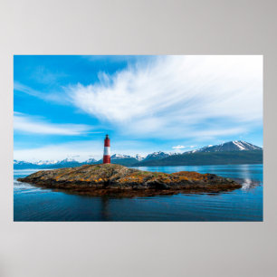 Moln över fyr nära Ushuaia, Argentina Poster