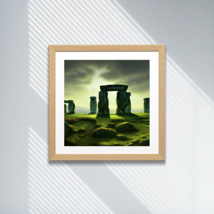 Moln över Stonehenge Fantasy Digital Art Poster