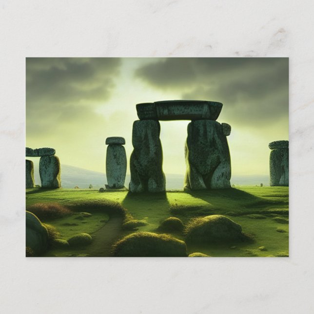 Moln över Stonehenge Fantasy Digital Art Vykort (Framsida)