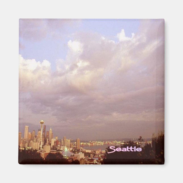 Moln över vackra Seattle-magnet Magnet (Framsidan)