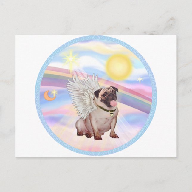 Moln - Pug Angel (#2) Vykort (Framsida)