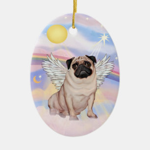 Moln - Pug Angel (fawn) Julgransprydnad Keramik